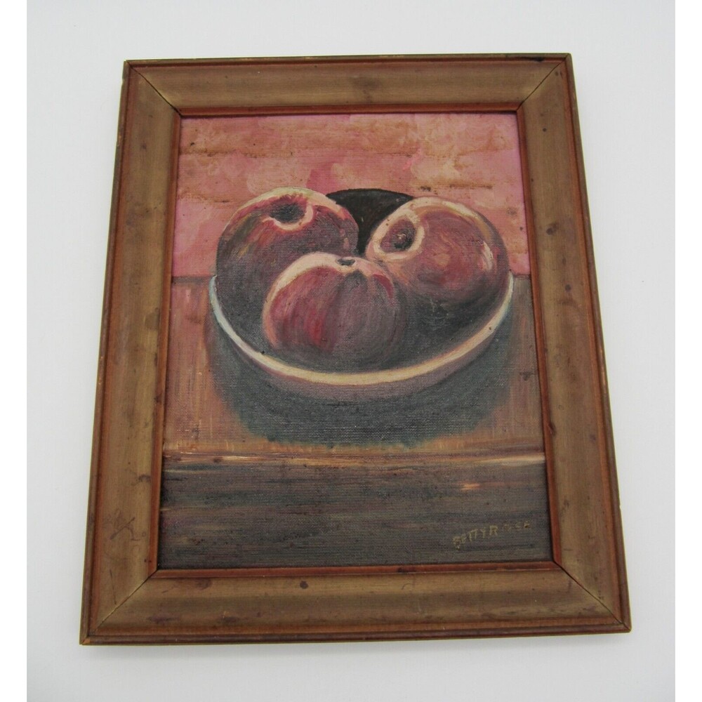 Still Life Hand Painted Apples Oil Painting Rustic Country Betty Rose 10x12